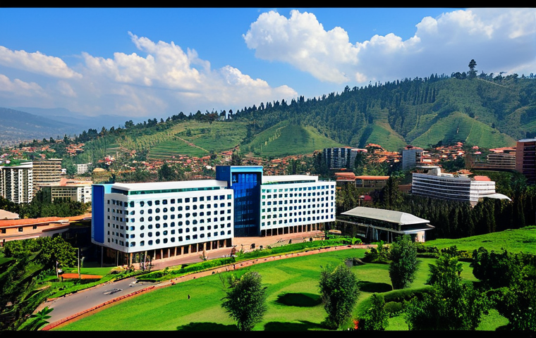 Kigali Cityscape - Radisson Blu Inspired**
"A daytime shot of Kigali, Rwanda, showcasing modern architecture with the Radisson Blu Hotel prominently featured. Lush green hills in the background. The sky is clear and bright. Professional architectural photography, realistic, high resolution, safe for work, appropriate content, fully clothed, professional."
**