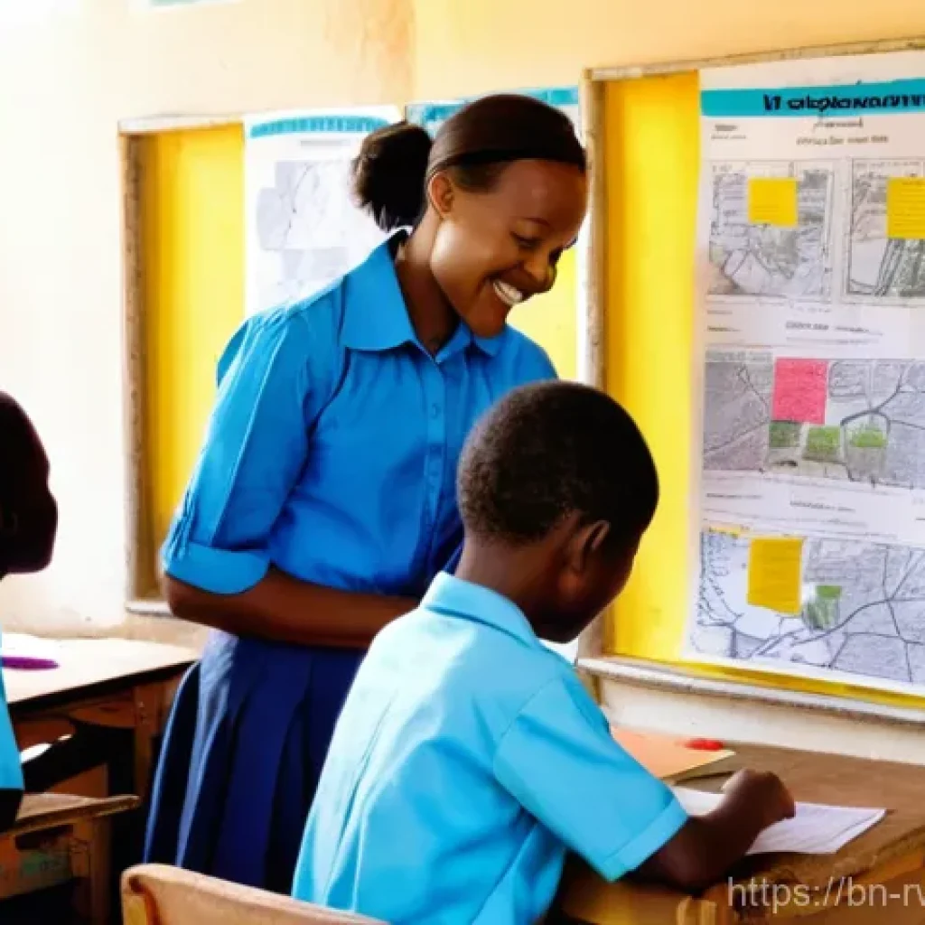 르완다의 교육 개혁 - **Prompt:** A vibrant, sunlit classroom in Rwanda filled with diverse, enthusiastic children, approx...