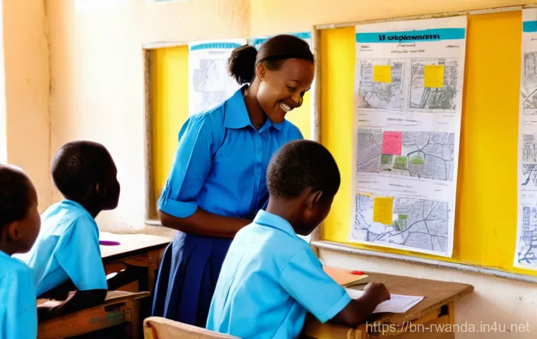 르완다의 교육 개혁 - **Prompt:** A vibrant, sunlit classroom in Rwanda filled with diverse, enthusiastic children, approx...