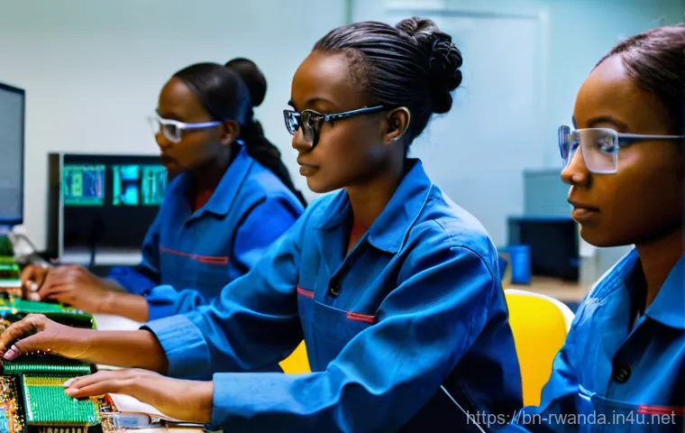 르완다의 교육 개혁 - **Prompt:** A dynamic, modern Rwandan classroom where technology is seamlessly integrated into learn...