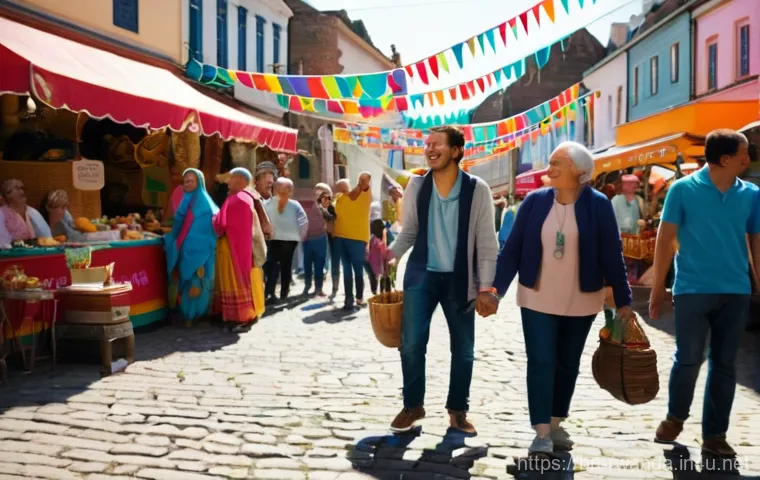 르완다의 민속 음악 축제 분석 - **Prompt:** "A vibrant, bustling daytime street festival scene in a picturesque town square. People ...