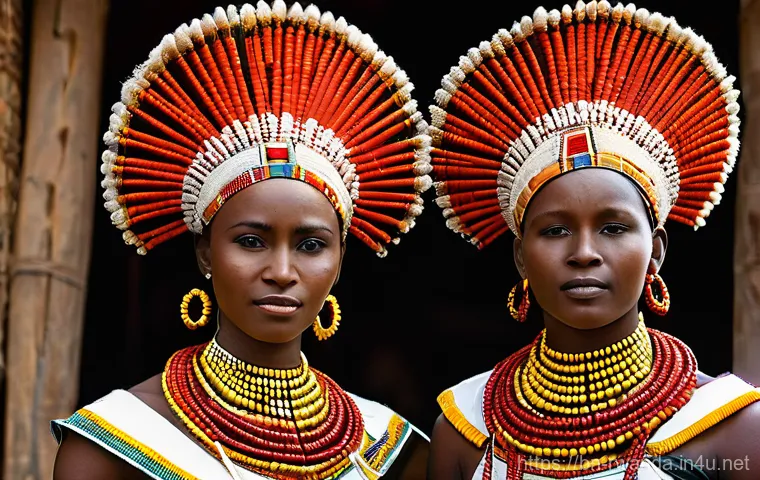 르완다의 민속 춤 공연장 추천 - **Prompt 1: "Vibrant Performance at a Cultural Village"**
    "A group of energetic Intore dancers, ...