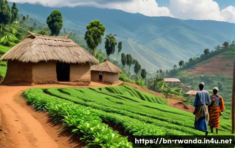 르완다 민속 마을 체험 - **Prompt 1: The Heart of Rwanda's Green Hills**
"A picturesque scene depicting a Rwandan village...